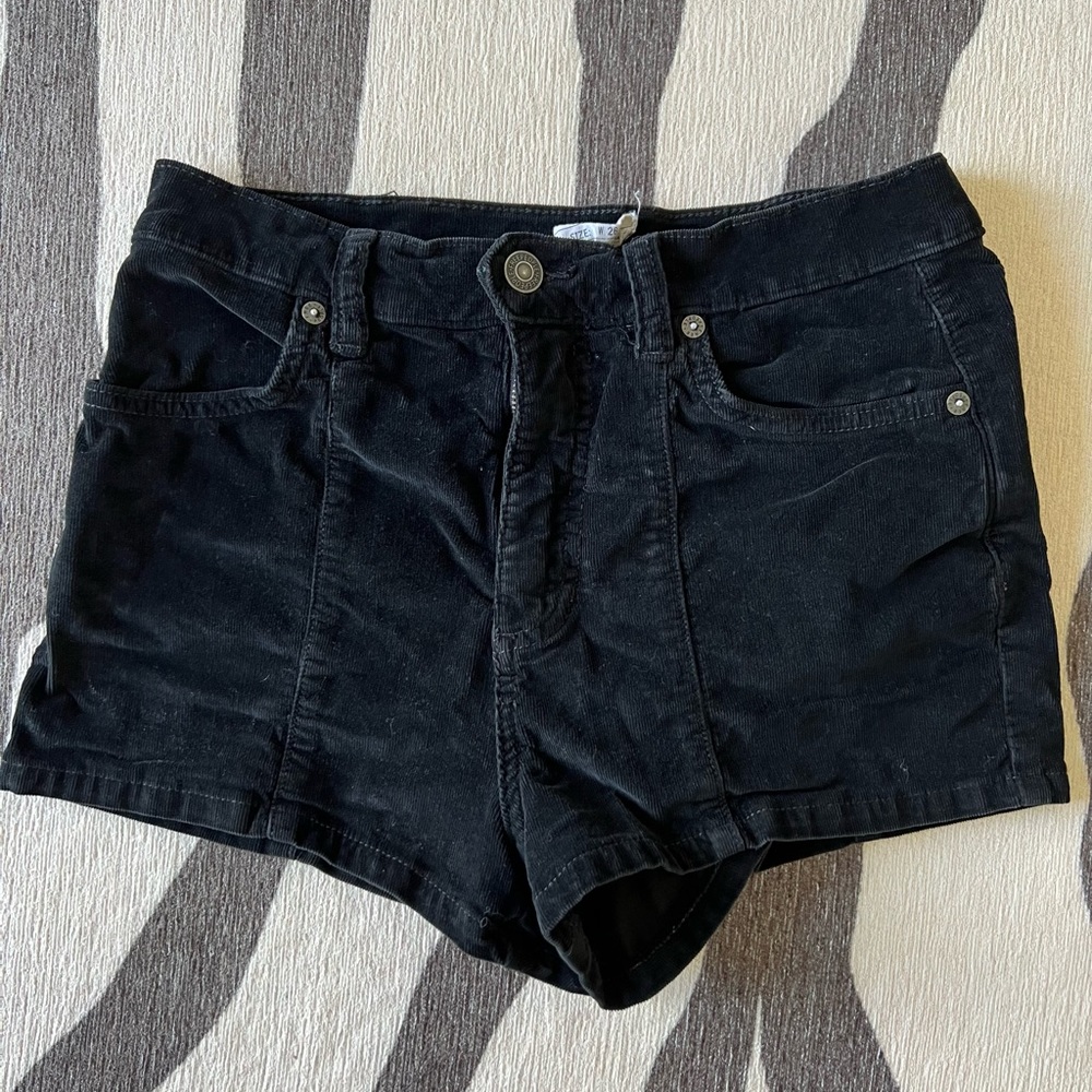 Free People black corduroy shorts.